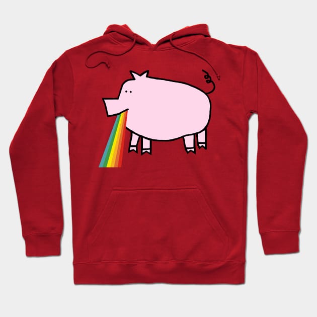 Animals with Rainbow Puke Pink Pig Hoodie by ellenhenryart